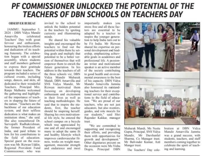 PF COMMISSIONER UNLOCKED THE POTENTIAL OF THE TEACHERS OF DBN SCHOOLS ON TEACHERS DAY